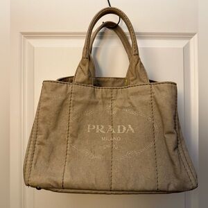 Prada Canapa Beige Canvas Tote Bag